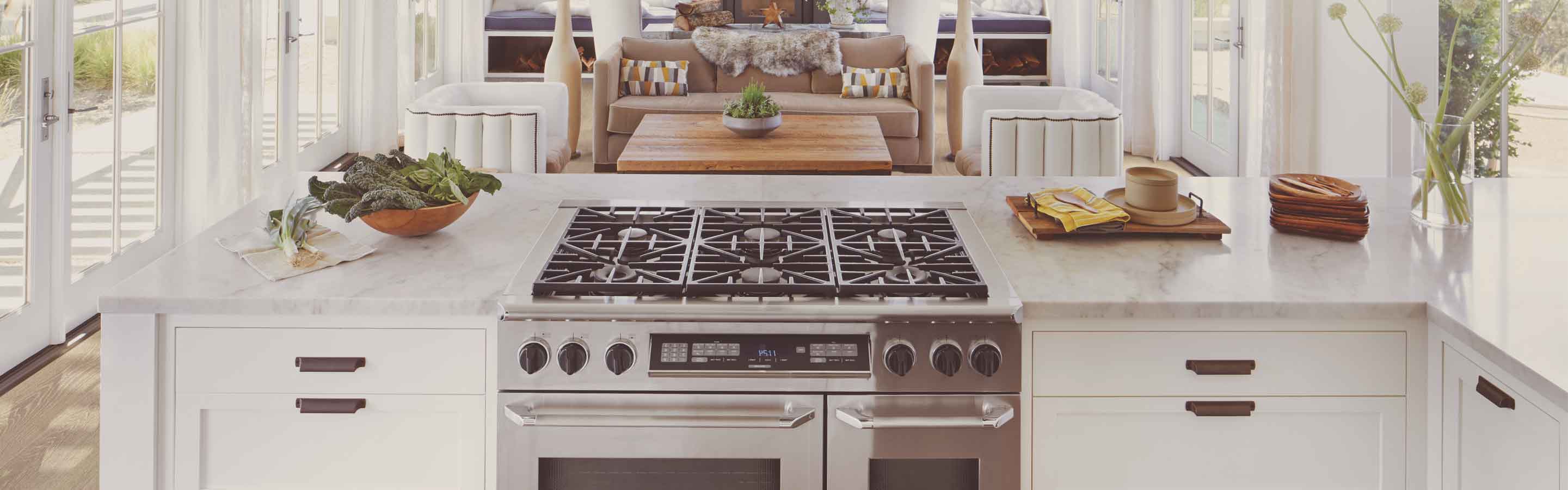 countertops in a kitchen with a stove